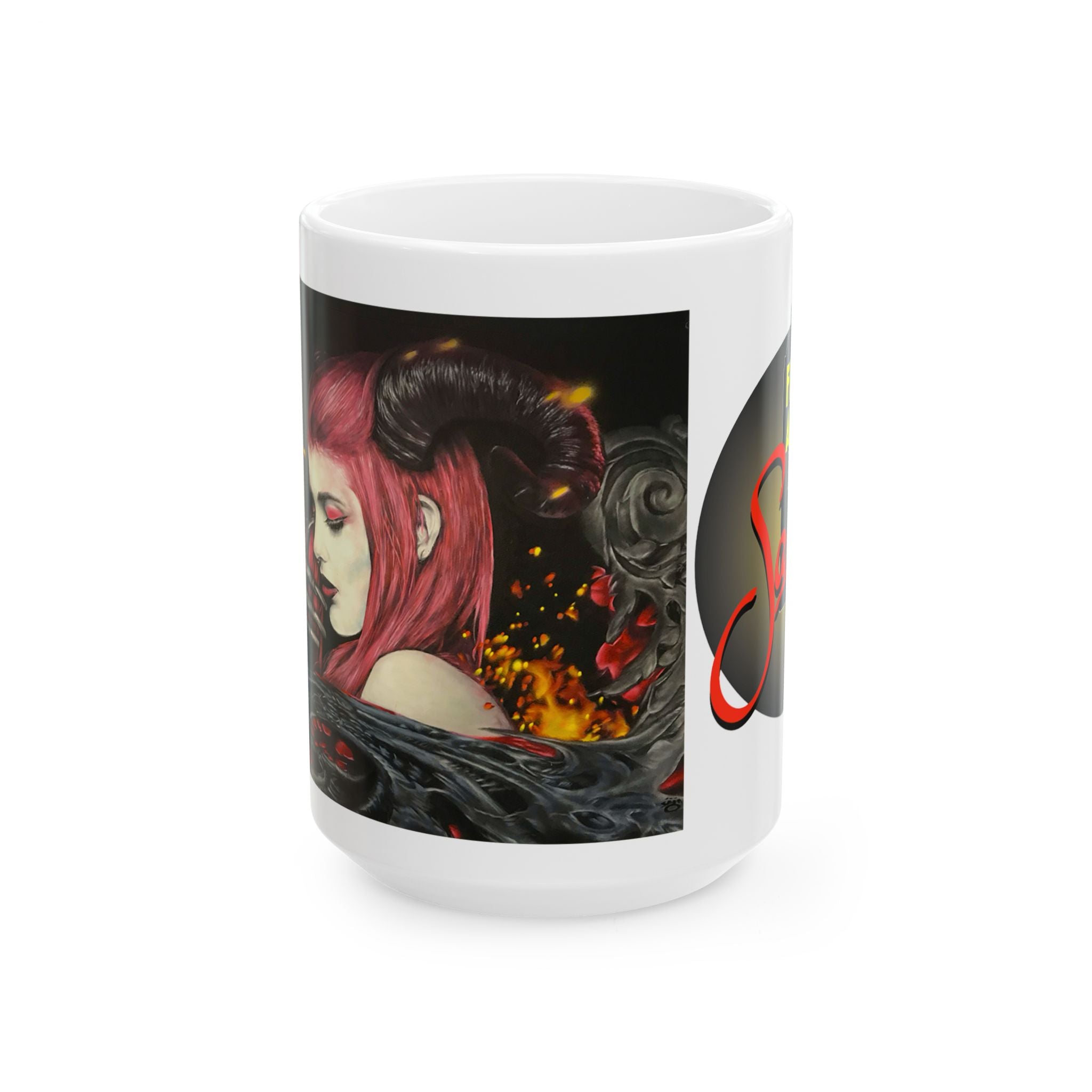 Woman Scorned mural spray paint print Ceramic Mug | Samo street art