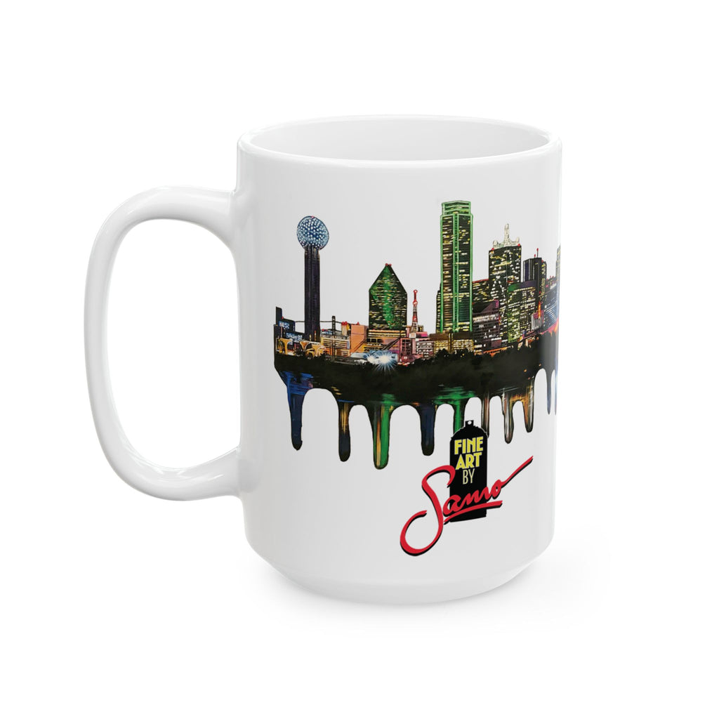 Dallas Skyline spray painted mural print Mug | Ceramic 11oz 15oz