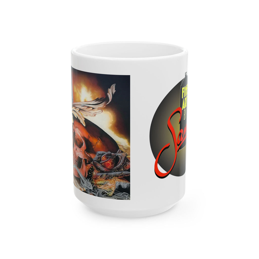 Skull and Rose Spray Paint Mural Ceramic Mug | Samo Print