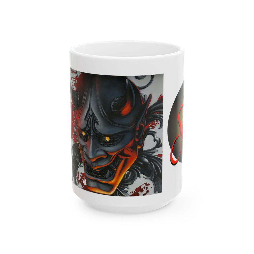 Oni Mask Spray Paint Mural Ceramic Mug | Samo Print