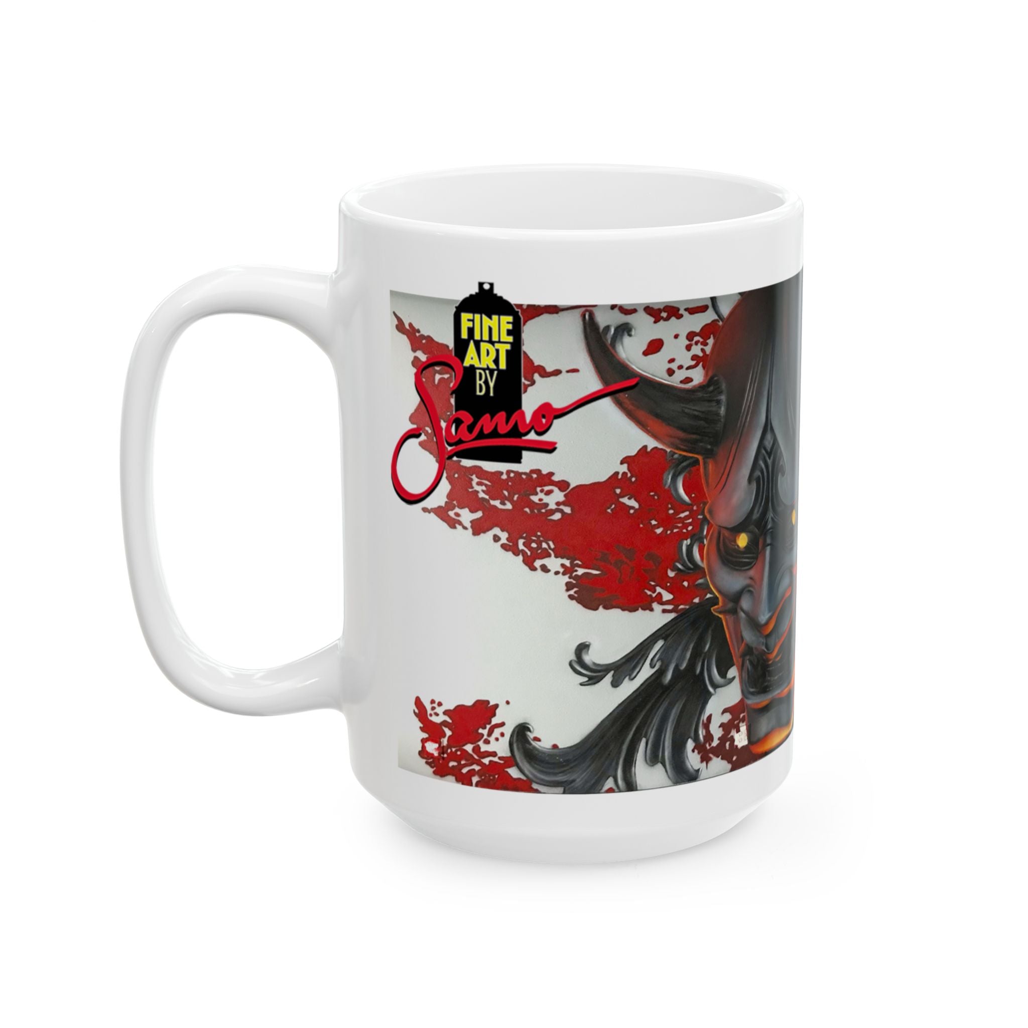 Oni Mask Spray Paint Mural Ceramic Mug | Samo Print