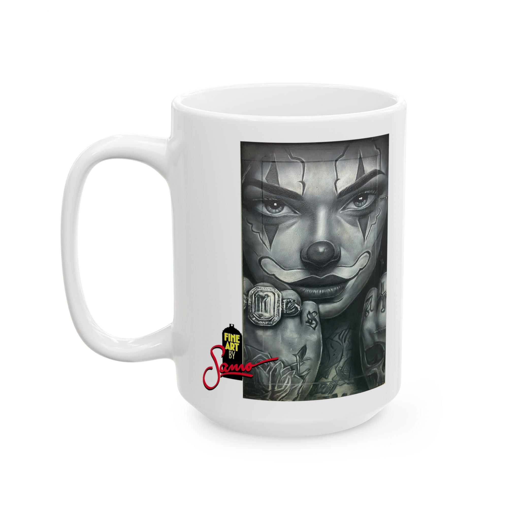 Sad Girl Spray Paint Mural Ceramic Mug | Samo Street Art Print