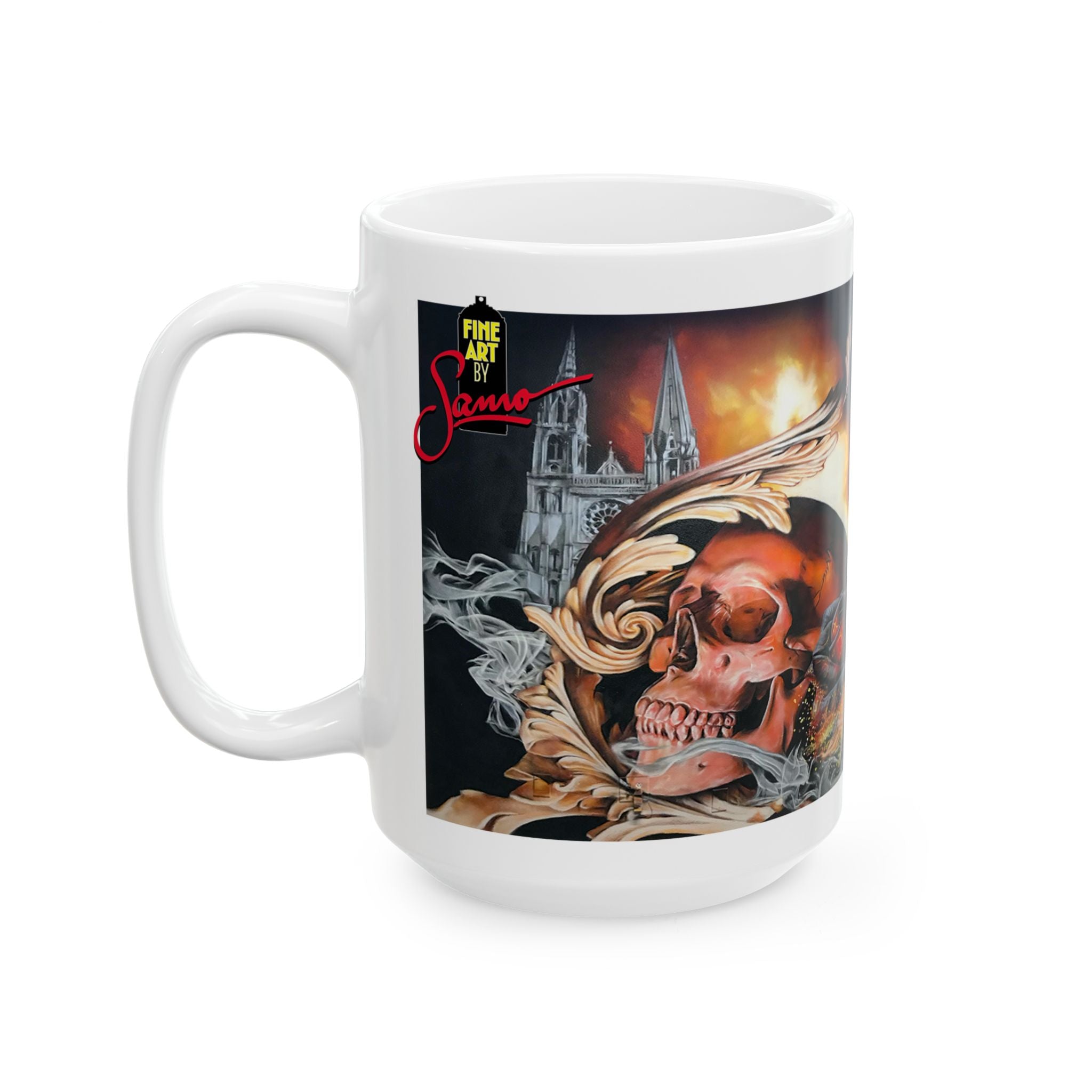 Skull and Rose Spray Paint Mural Ceramic Mug | Samo Print