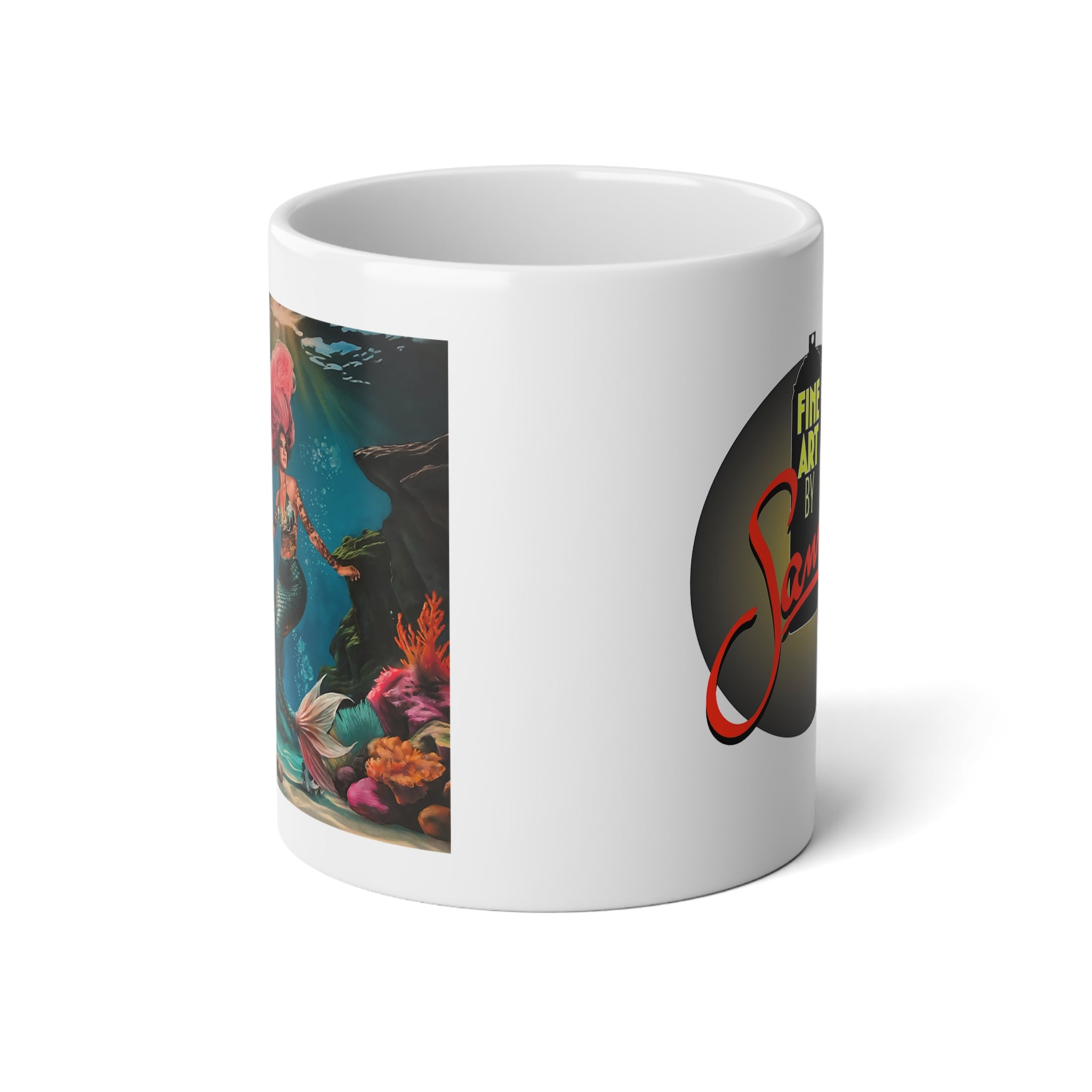 Siren Mermaid Underwater Mural Mug | 20oz Jumbo Ceramic Coffee Cup