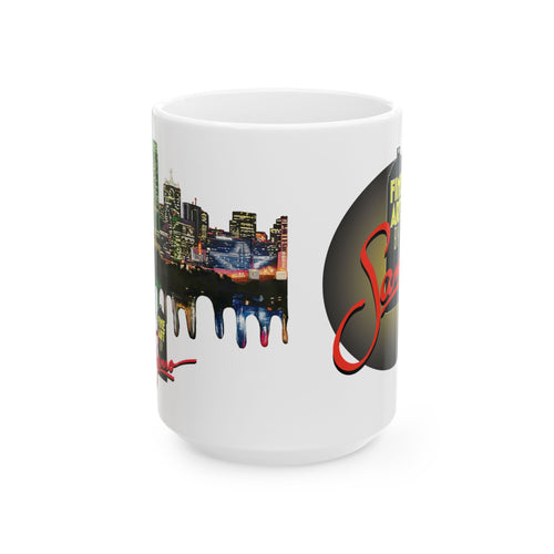 Dallas Skyline spray painted mural print Mug | Ceramic 11oz 15oz