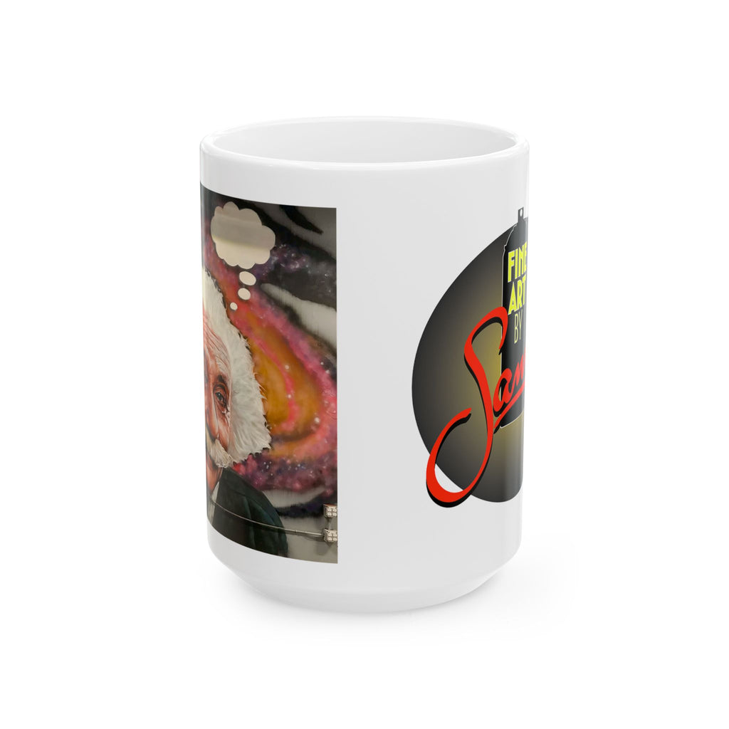 Einstein Spray Paint Mural Ceramic Mug | Street Art Portrait