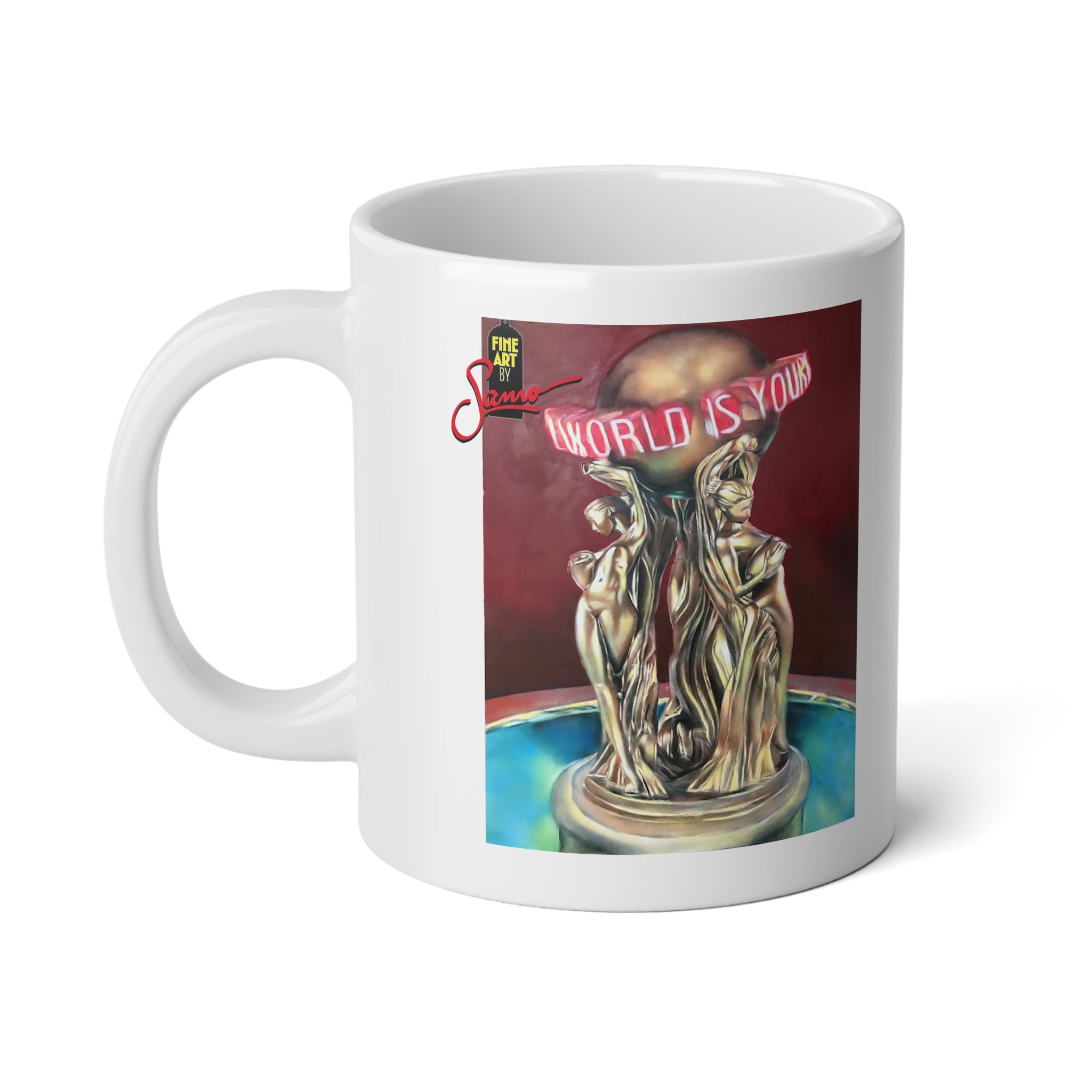 The World Is Yours Spray Paint Mural by Samo | 20oz Jumbo Ceramic Coffee Mug
