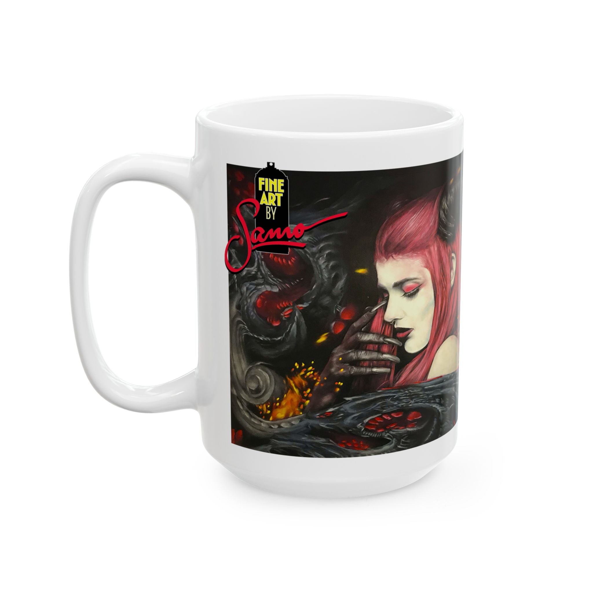 Woman Scorned mural spray paint print Ceramic Mug | Samo street art