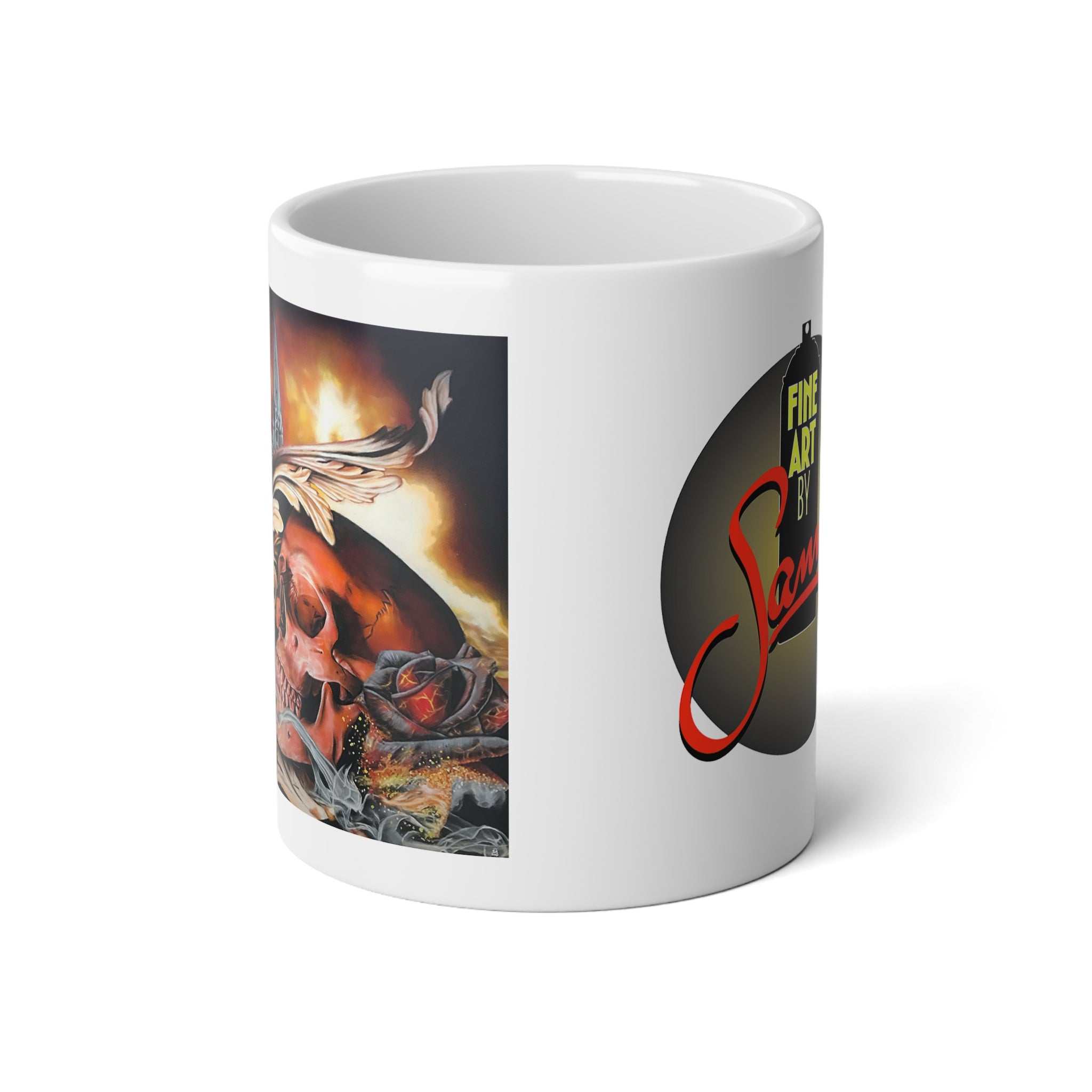 Skull and Rose Spray Paint Mural Jumbo Mug | 20oz Ceramic